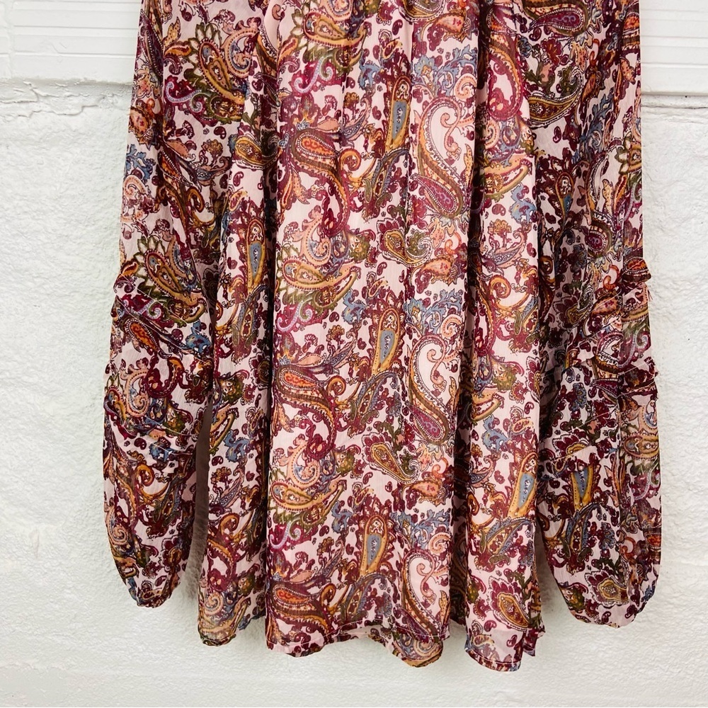 JESSICA SIMPSON MATERNITY pink tassel paisley peasant boho blouse size small - Picture 11 of 15